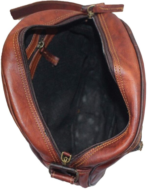 Round leather sling bag