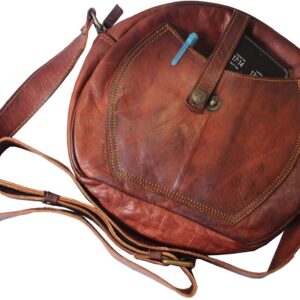 Round leather sling bag