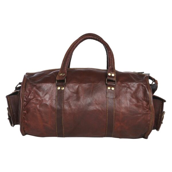 Leather duffel bag