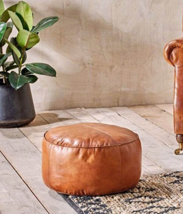 Leather pouf