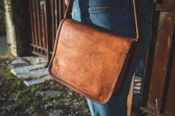 Leather messenger bag