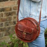 Round leather bag