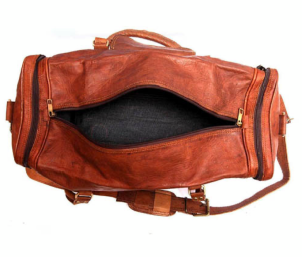 Leather duffel bag