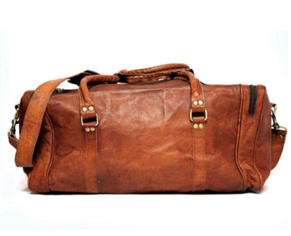 Leather duffel bag