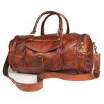 Leather duffel bag