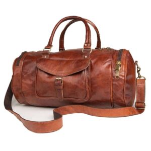 Leather duffel bag