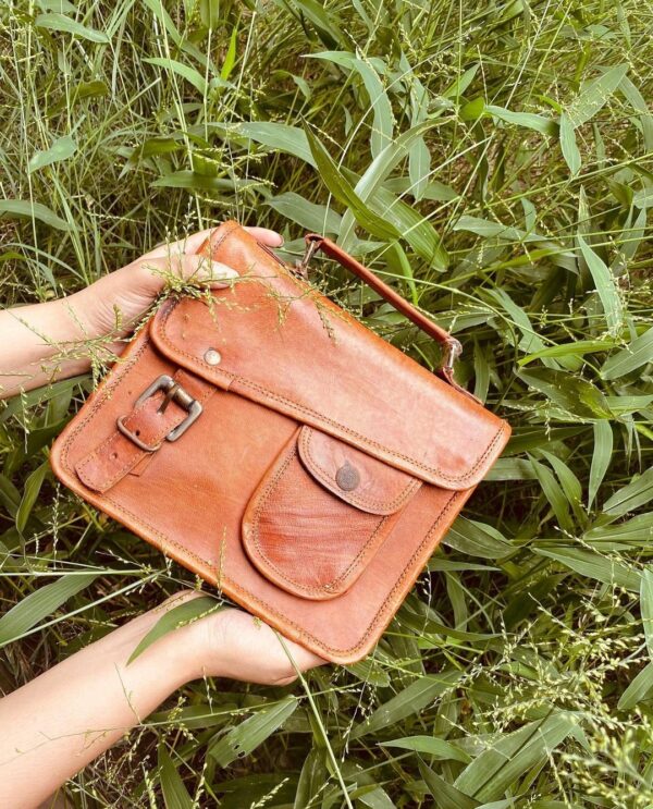 goat leather satchel bag