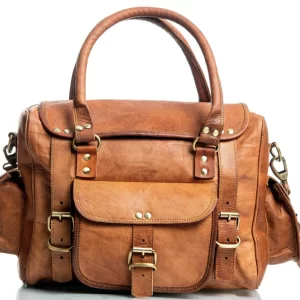 Leather duffle bag