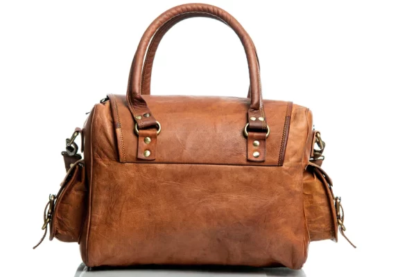 Leather duffle bag