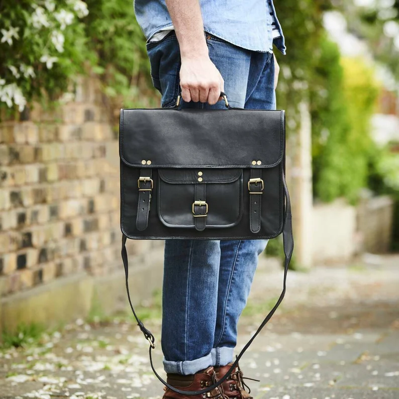 black leather laptop satchel bag 3