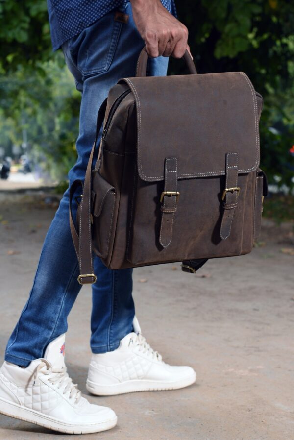 Premium Leather Backpack 16 Inches (Brown)